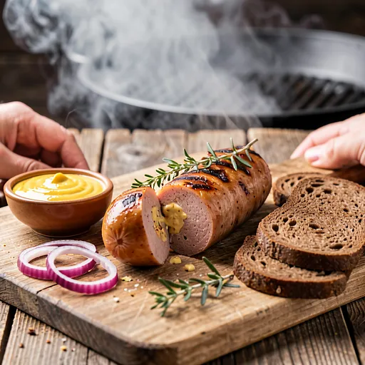 Przepis na: Kiełbasa z grilla z majerankiem i musztardą - zdjęcie 1