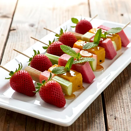 Recipe for: Seasonal Fruit Skewers with Oscypek and Honey Glaze - photo 1