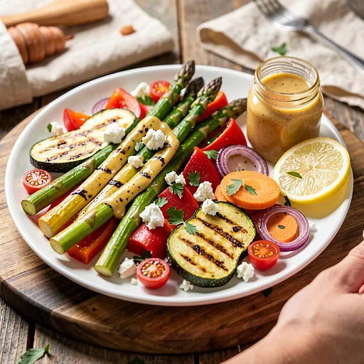 Recipe for: Grilled seasonal vegetables with honey-mustard dressing - photo 1