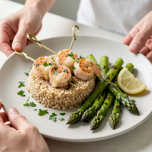 Recipe for: Grilled shrimp in garlic butter with bulgur and asparagus (Polish-modern) - photo 1