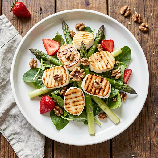 Przepis na: Sałatka z grillowanym serem halloumi i wiosennymi szparagami - zdjęcie 1
