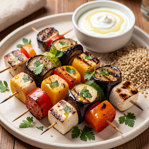 Przepis na: Grillowane szaszłyki z bakłażana i cukinii z halloumi - zdjęcie 1