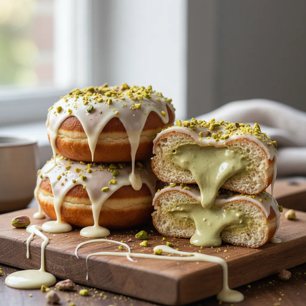 Przepis na: Pączki z Kremem Pistacjowym i Białą Czekoladą - zdjęcie 1