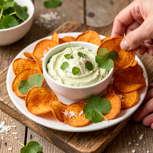 Recipe for: Sweet Potato Chips with Cottage Cheese and Sorrel Dip - photo 1