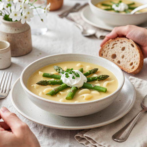 Recipe for: Spring vegetable soup with pasta and asparagus - photo 1