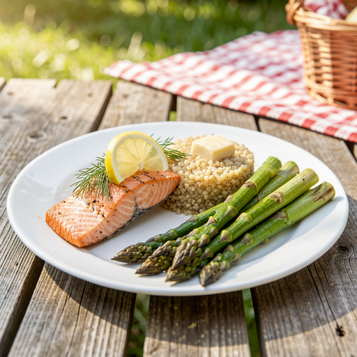 Recipe for: Baked salmon with lemon, spelt, and asparagus - photo 1
