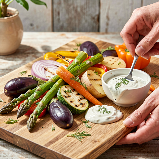 Recipe for: Grilled vegetables with garlic sauce - photo 1