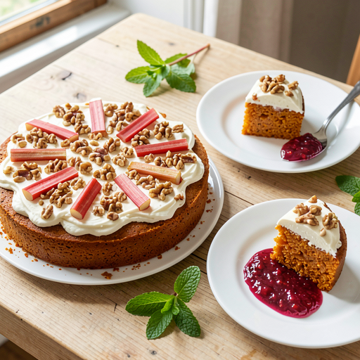 Recipe for: Carrot cake with cream cheese and sour cream frosting (May Day twist with rhubarb) - photo 1