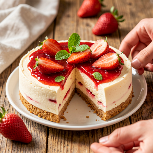 Recipe for: Cold cheesecake with strawberry-rhubarb compote - photo 1