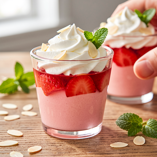 Recipe for: Layered rhubarb-strawberry jelly with whipped cream - photo 1