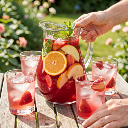 Przepis na: Majówkowa sangria z truskawką i rabarbarem - zdjęcie 1