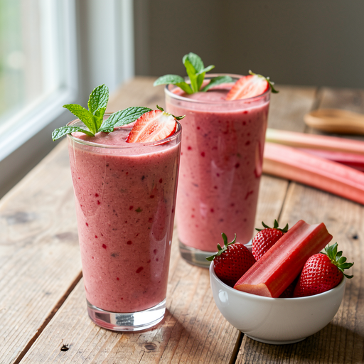 Przepis na: Majówkowe smoothie truskawkowo-rabarbarowe z maślanką - zdjęcie 1