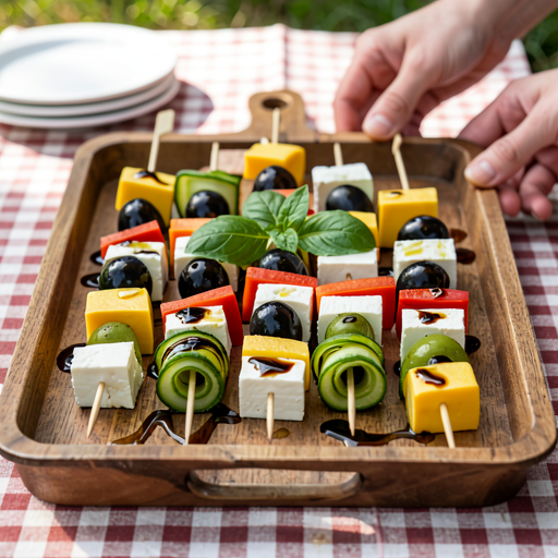 Recipe for: May Day Skewers with Olives and Cheese - photo 1
