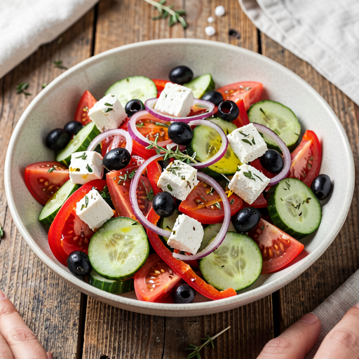 Recipe for: Greek salad with olives and feta cheese - photo 1