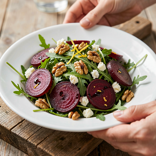Recipe for: Roasted Beet and Walnut Salad on Arugula - photo 1
