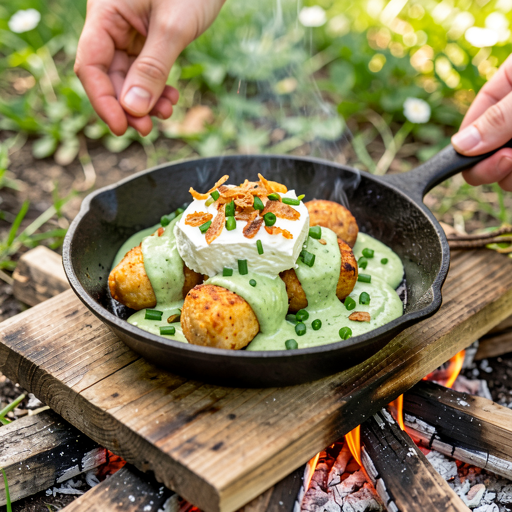 Recipe for: Cottage Cheese Dumplings Served with Sorrel Cream Sauce (over a campfire) - photo 1