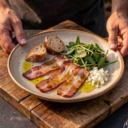 Recipe for: Bacon in oil with garlic over an open fire - photo 1