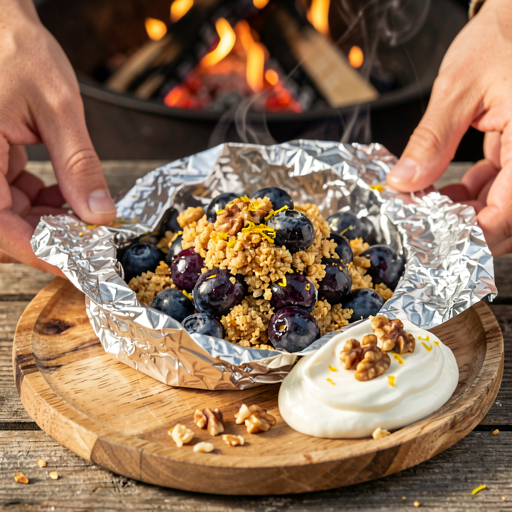Recipe for: Blueberries with yogurt baked in the fire pit - photo 1