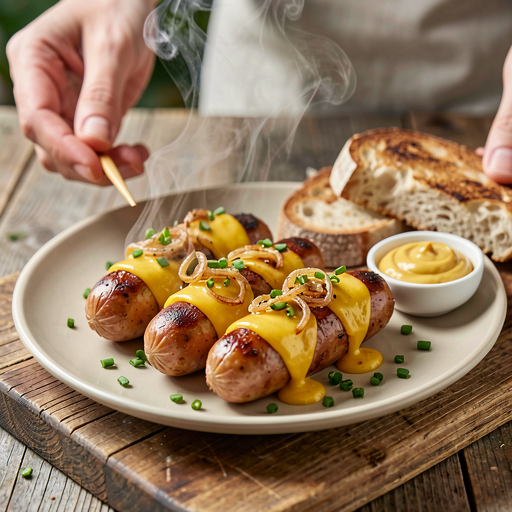 Recipe for: Grilled sausages stuffed with yellow cheese - photo 1