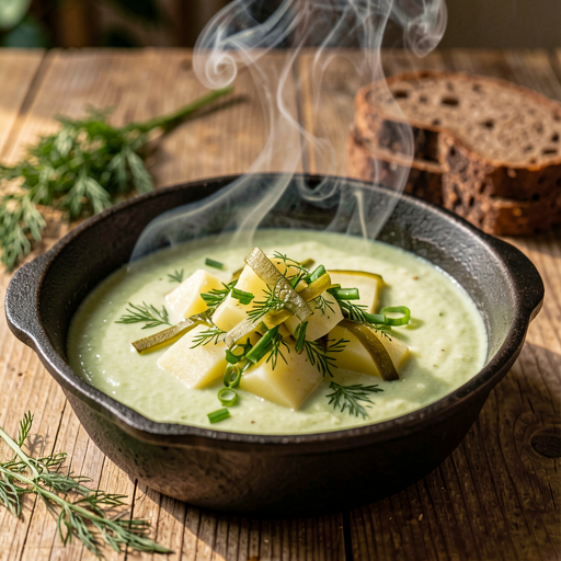 Recipe for: Cucumber soup with green onions over an open fire - photo 1