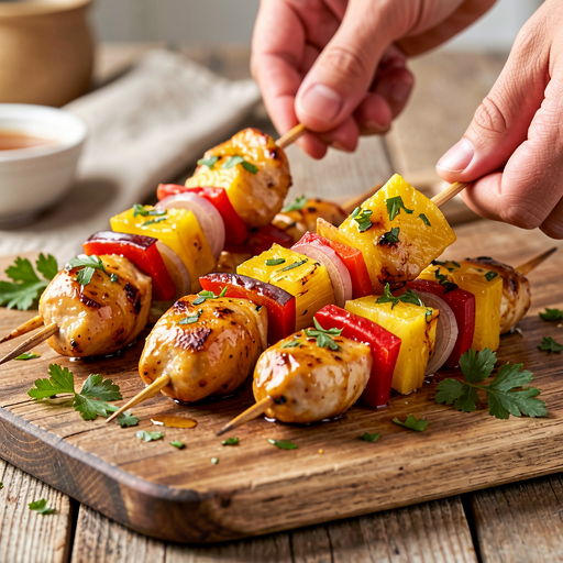 Recipe for: Chicken breast skewers with pineapple and honey-mustard marinade - photo 1