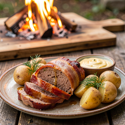 Przepis na: Pieczeń rzymska z boczkiem pieczona na ognisku - zdjęcie 1