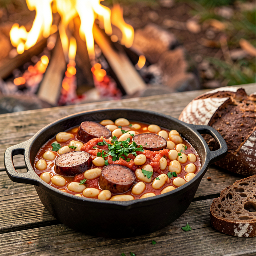 Recipe for: Beans with Sausage Baked in the Fire Pit (Polish, Regional) - photo 1