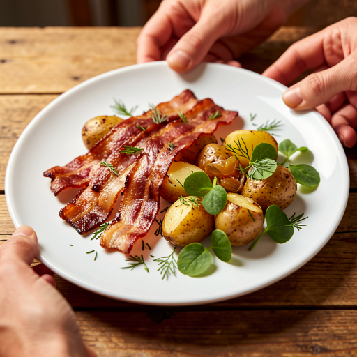 Recipe for: Roasted Bacon with Herbs Served with Young Potatoes - photo 1