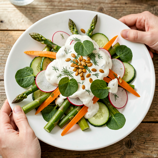 Recipe for: Young Vegetable Salad with Yogurt Dressing - photo 1