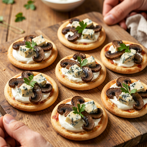 Przepis na: Mini pizze z borowikami i serem pleśniowym - zdjęcie 1