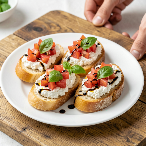 Recipe for: Bruschetta with cottage cheese and tomatoes - photo 1