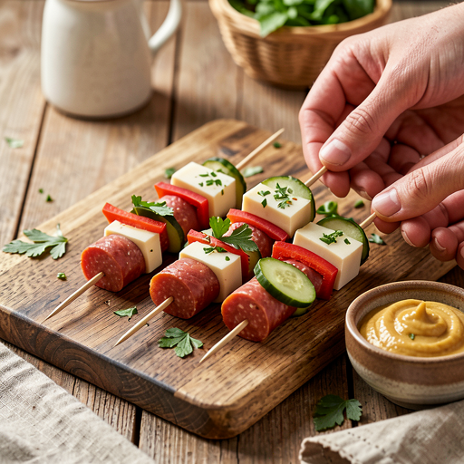 Recipe for: Skewers with kabanos and cheese (Polish-modern) - photo 1