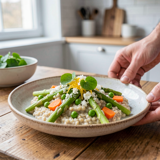 Recipe for: Pęczotto with young vegetables and sorrel (spring risotto in Polish) - photo 1
