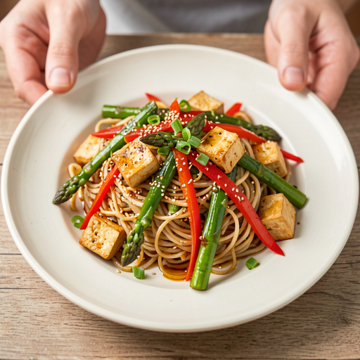 Przepis na: Makaron ryżowy stir-fry ze szparagami i tofu - zdjęcie 1