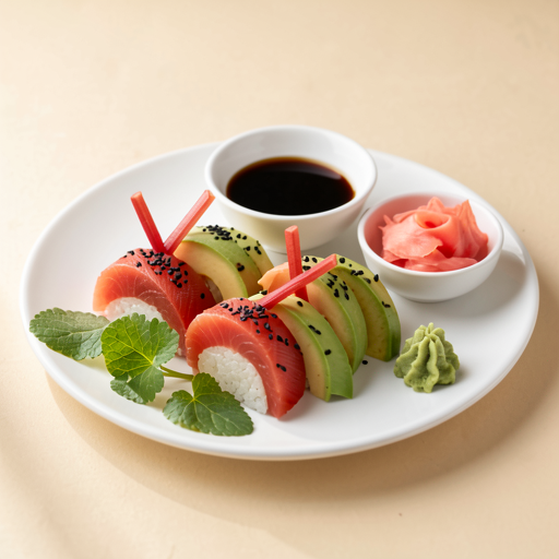 Recipe for: Sushi set with smoked trout and pickled rhubarb (fusion) - photo 1