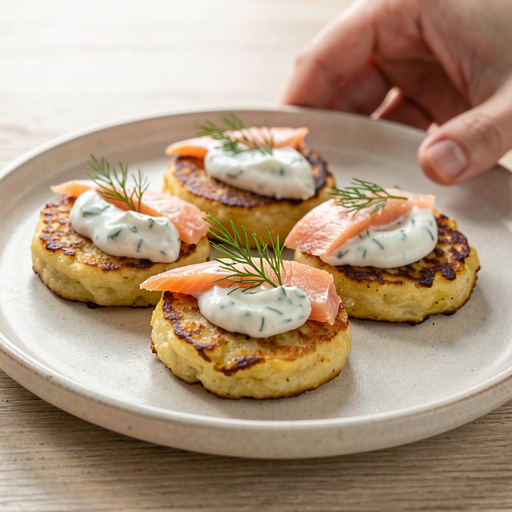 Recipe for: Potato pancakes with salmon and dill-horseradish sour cream - photo 1