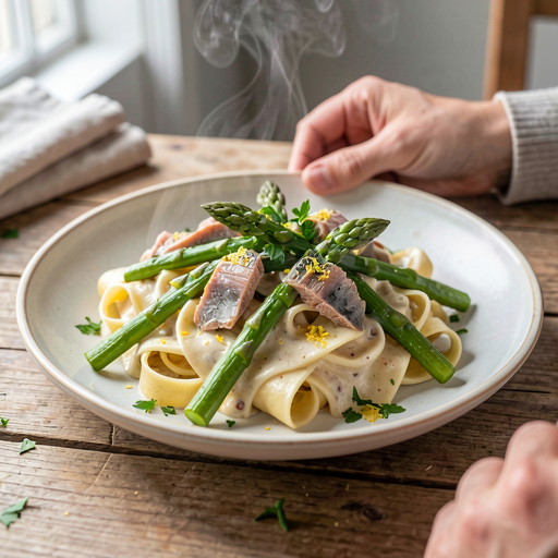 Recipe for: Pasta with Fish Sauce and Asparagus (Polish-Modern) - photo 1