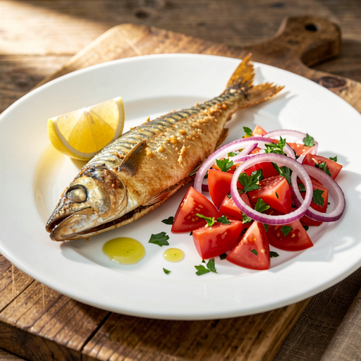 Recipe for: Fried mackerel with tomato salad - photo 1