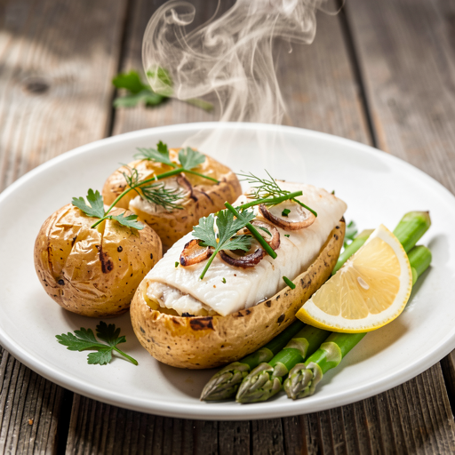 Recipe for: Baked potatoes with cod fillet and herbs (Polish traditional) - photo 1
