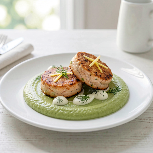 Recipe for: Salmon patties with pea puree (Polish-modern) - photo 1