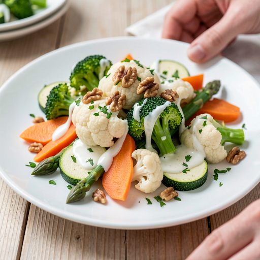 Recipe for: Steamed Vegetables with Garlic Sauce - photo 1
