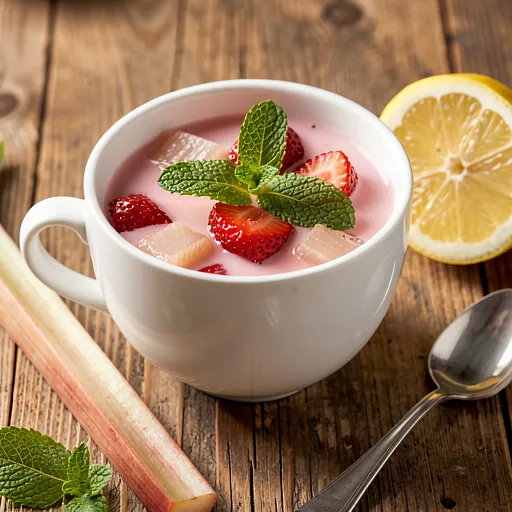 Recipe for: Hot rhubarb-strawberry compote with mint and linden honey - photo 1