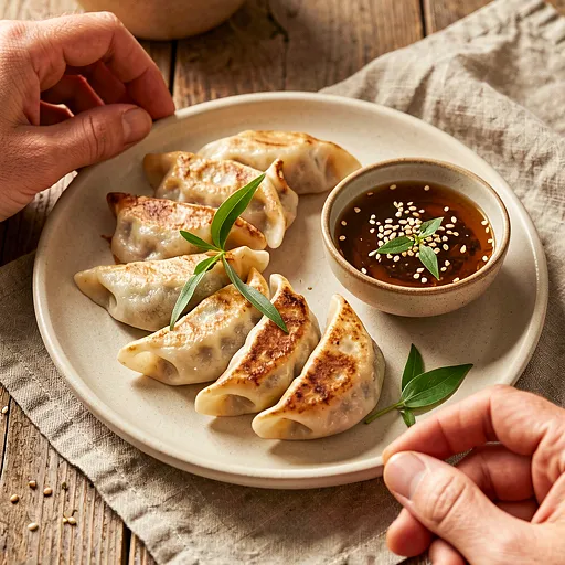 Przepis na: Gyoza z młodą kapustą i czosnkiem niedźwiedzim, sos sojowo-koperkowy - zdjęcie 1