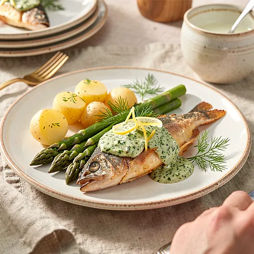 Recipe for: Masurian trout fried with sorrel-dill butter - photo 1