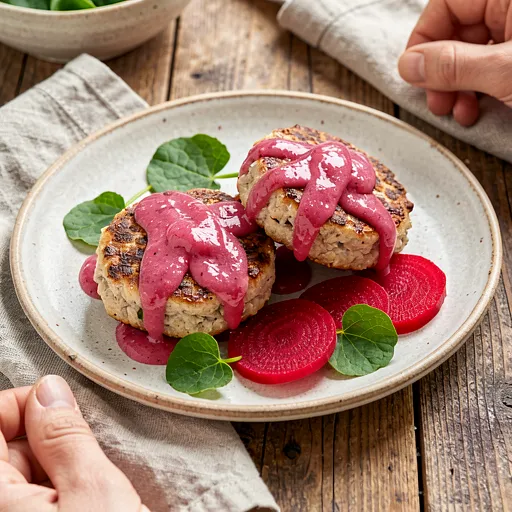 Recipe for: Minced pork cutlets with rhubarb-horseradish sauce and pickled beets - photo 1