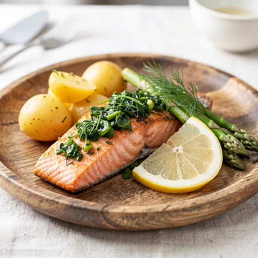 Recipe for: Oven-Baked Salmon with Sorrel-Dill Gremolata and Young Potatoes - photo 1