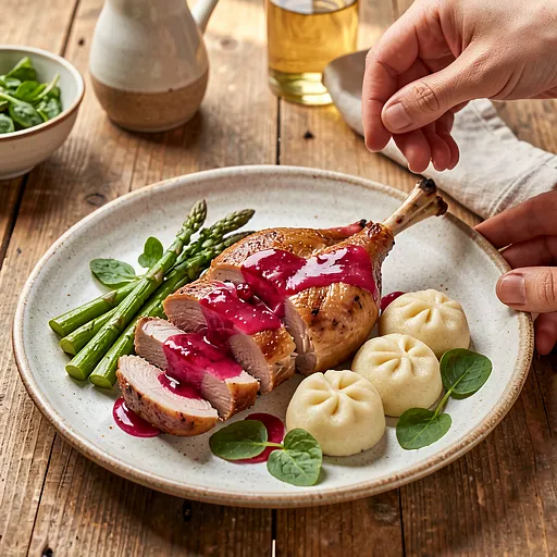 Recipe for: Rabbit roast with rhubarb and cranberry, Silesian dumplings - photo 1