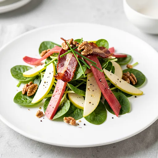 Recipe for: Sorrel with apple and smoked bacon on young lettuce leaves - photo 1