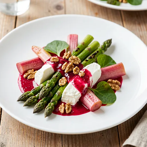Recipe for: Asparagus with rhubarb and goat cheese under raspberry sauce - photo 1