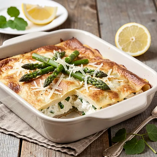 Recipe for: Baked Crespelle with Asparagus, Ricotta, and Dill Cream - photo 1